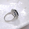 Bohemian Oval Blue Crystal Inlaid Ring Wedding Engagement Women's Ring Rhinestone Jewelry Party Accessorie Size 6-10