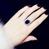 Bohemian Oval Blue Crystal Inlaid Ring Wedding Engagement Women's Ring Rhinestone Jewelry Party Accessorie Size 6-10