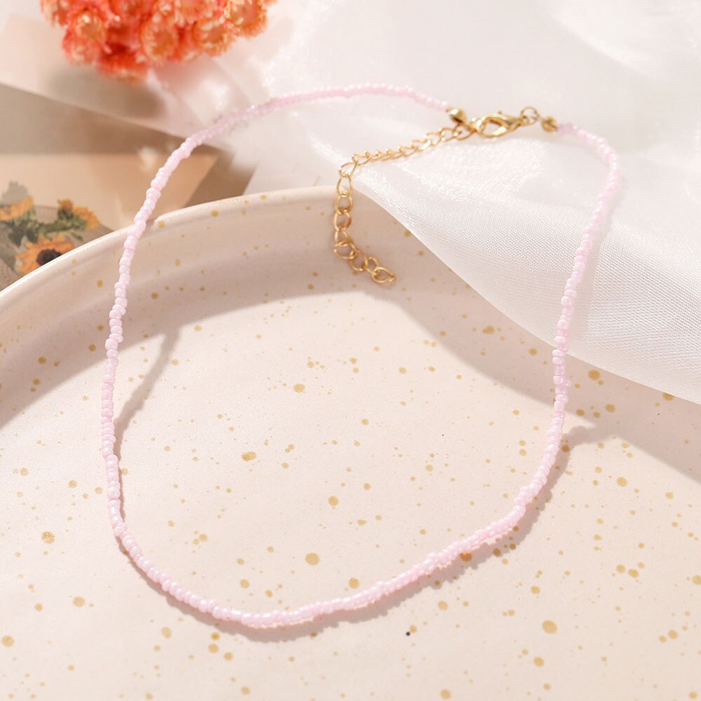 Bohemian Resin Jewelry Handmade Multicolor Seed Bead Choker Necklace For Women Simple Boho Short Necklaces Collares Feminino