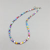 Bohemian Retro Ladies Colorful Beaded Irregular Pearl Necklace Colored Glaze Rice Beads Chain Pearl Necklace Jewelry