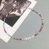 Bohemian Retro Ladies Handmade Letter Beaded Colorful Bead Necklace Hope Lucky Love Angel Clavicle Chain Female Beach Jewelry
