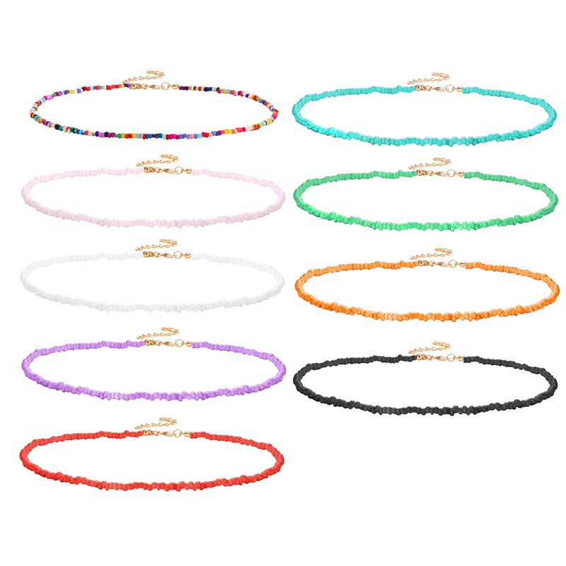 Bohemian Small Beaded Choker Necklaces For Women Colorful Short Bead Choker Charm Necklace 2021 Handmade Jewelry