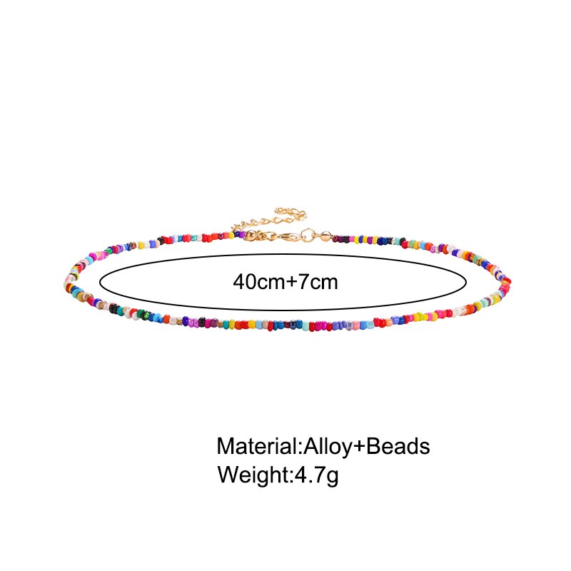Bohemian Small Beaded Choker Necklaces For Women Colorful Short Bead Choker Charm Necklace 2021 Handmade Jewelry