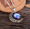 Bohemian Starry Sky Galaxy Nebula Art Pattern Moon Glass Round Charm Pendant Necklace 2022 Jewelry For Women
