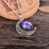 Bohemian Starry Sky Galaxy Nebula Art Pattern Moon Glass Round Charm Pendant Necklace 2022 Jewelry For Women