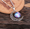 Bohemian Starry Sky Galaxy Nebula Art Pattern Moon Glass Round Charm Pendant Necklace 2022 Jewelry For Women