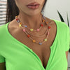 Bohemian Style Color  Bead Necklace Holiday Style Multi-layer Hand Woven Flower Accessories