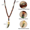 Bohemian Style Handmade Beaded Pendant Necklace Buddhist Wood Beads Dangle Necklace Ethnic Vintage Jewelry