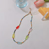 Bohemian Transparent Colorful Bear Beaded Chain Necklace For Women Handmade Jewelry Gift