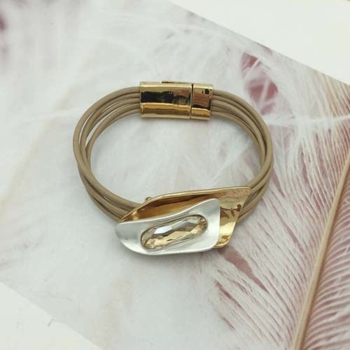 Bohemian Unique Design Crystal Bracelets & Bangles For Women Fashion Alloy Magnetic Tube Bar Clasp bracelet 3 Colors