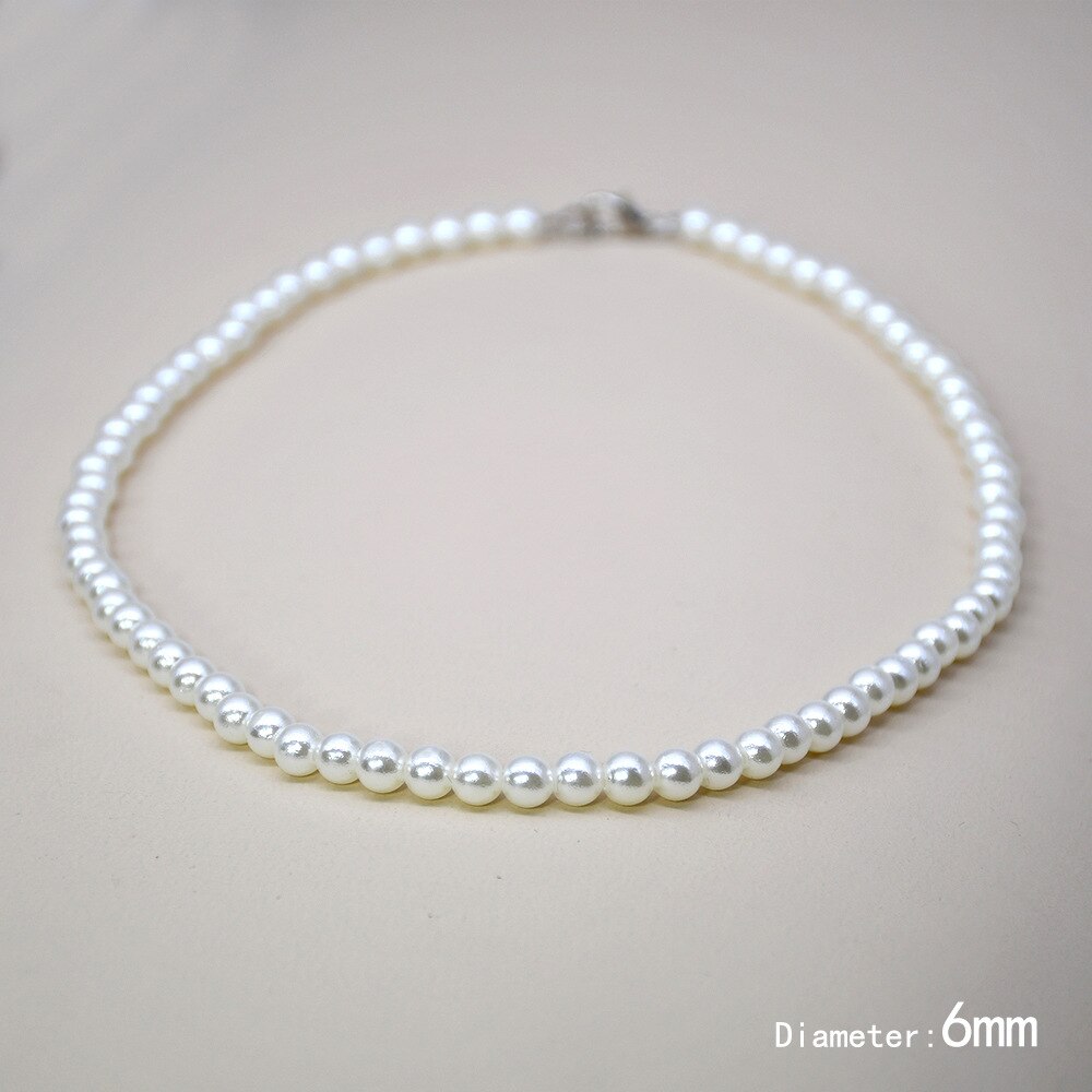 Bohemian Vintage Round Shape Pearls Choker 4MM /6MM/8MM /10MM /12MM Handmade DIY Pearl Beaded Wedding Party Statement Necklace