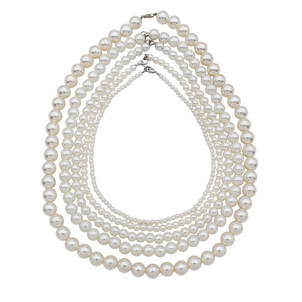 Bohemian Vintage Round Shape Pearls Choker 4MM /6MM/8MM /10MM /12MM Handmade DIY Pearl Beaded Wedding Party Statement Necklace