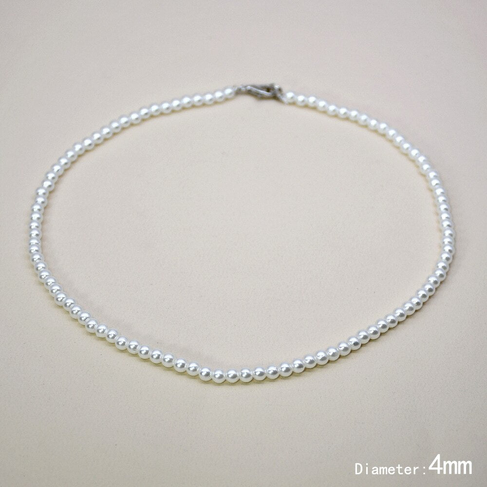 Bohemian Vintage Round Shape Pearls Choker 4MM /6MM/8MM /10MM /12MM Handmade DIY Pearl Beaded Wedding Party Statement Necklace