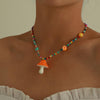 Bohemian Women Multicolor Beads Handmade Necklaces For Women Boho Glass Mushroom Pendant Necklace Ladies Jewelry Gift