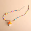 Bohemian Women Multicolor Beads Handmade Necklaces For Women Boho Glass Mushroom Pendant Necklace Ladies Jewelry Gift