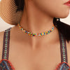 Bohemian Women Necklace Choker Tassel Charm Colorful Necklace Party Gift Small Round Beads Collares Gold Color Jewelry