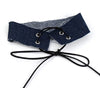 Bohemian handmade lace up bow tassel denim Necklace retro Necklace women's punk wide denim neckline high neck