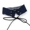 Bohemian handmade lace up bow tassel denim Necklace retro Necklace women's punk wide denim neckline high neck
