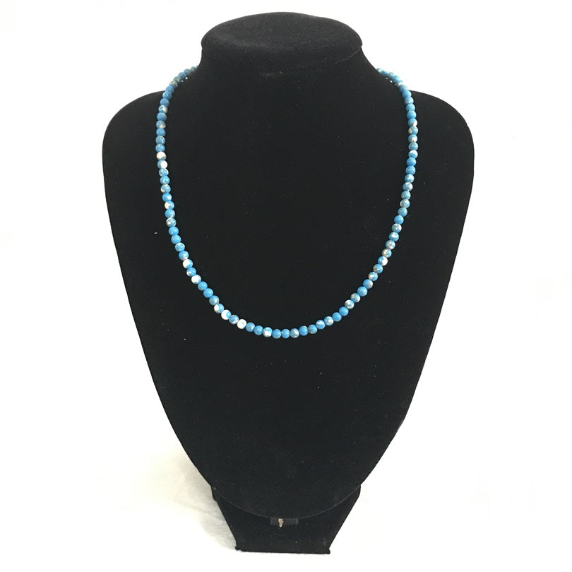 Boho 4MM Natural Stone Necklace Handmade Bohemia Beads Blue Turquoises Necklace for Women Yoga Necklace Jewelry Gift Dropship