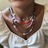 Boho Beachy Seed Bead Shell Pearl Choker Multi layered Layering Necklace for Wome,  Teen Girls