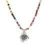 Boho Beads Choker Necklace Silver Color Rose Flower Charm for Women Seed Bead Pearl Necklaces Jewellery