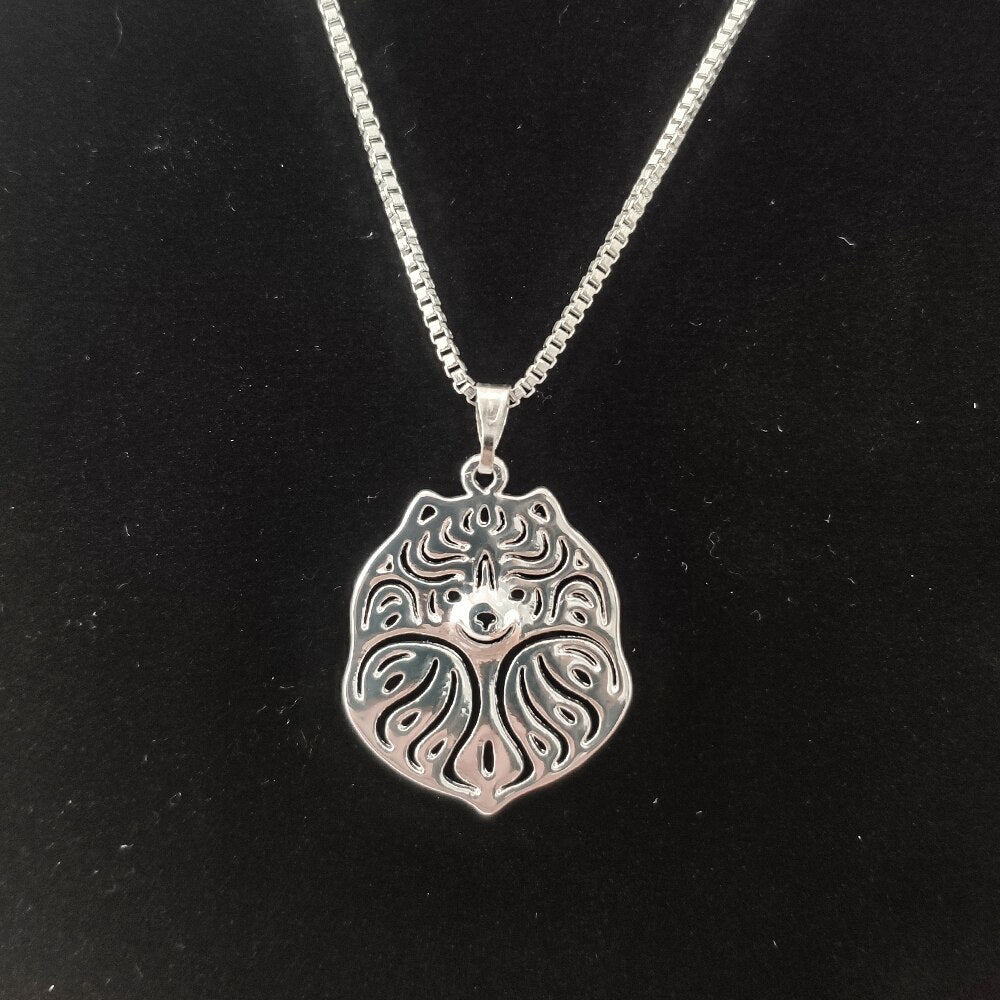 Boho Chic Alloy Pomeranian Dog Necklace Cartoon Pendant Golden Color Gift Box Available