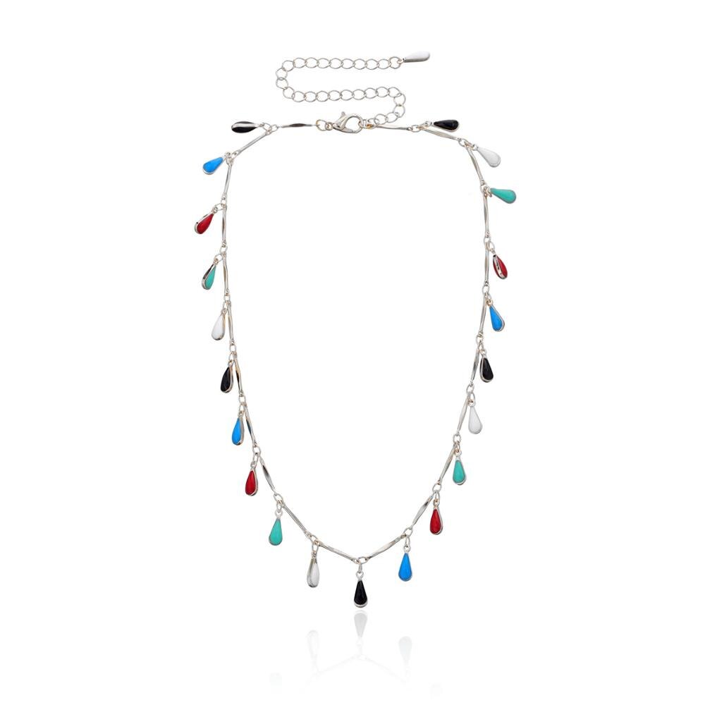 Boho Chic Oil Drop Charms Neck Jewelry Waterdrop Handcraft Solid Muticolor Necklace For Women Gift