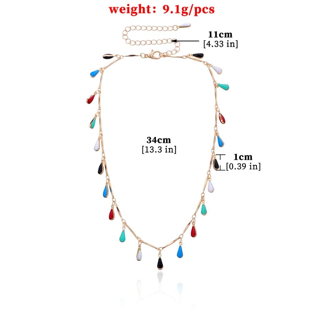 Boho Chic Oil Drop Charms Neck Jewelry Waterdrop Handcraft Solid Muticolor Necklace For Women Gift