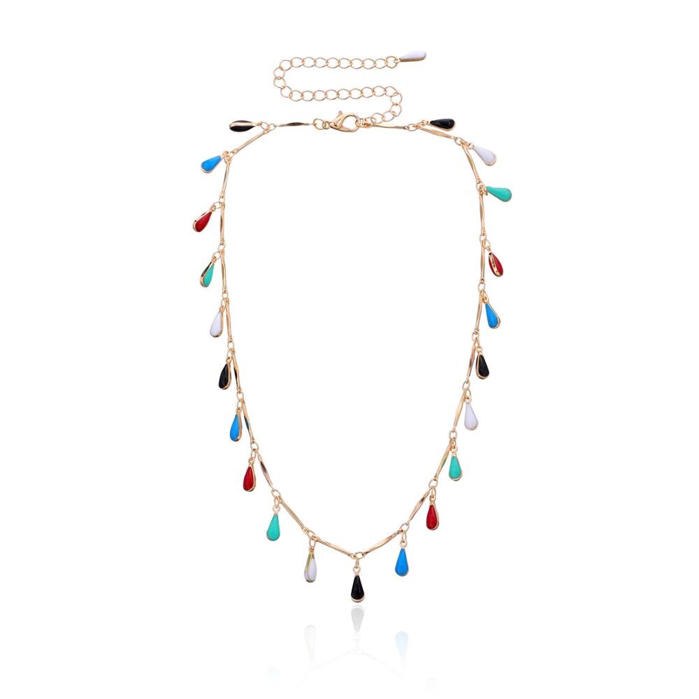 Boho Chic Oil Drop Charms Neck Jewelry Waterdrop Handcraft Solid Muticolor Necklace For Women Gift