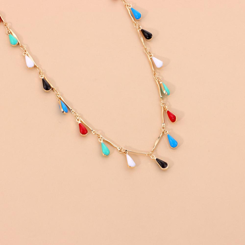 Boho Chic Oil Drop Charms Neck Jewelry Waterdrop Handcraft Solid Muticolor Necklace For Women Gift