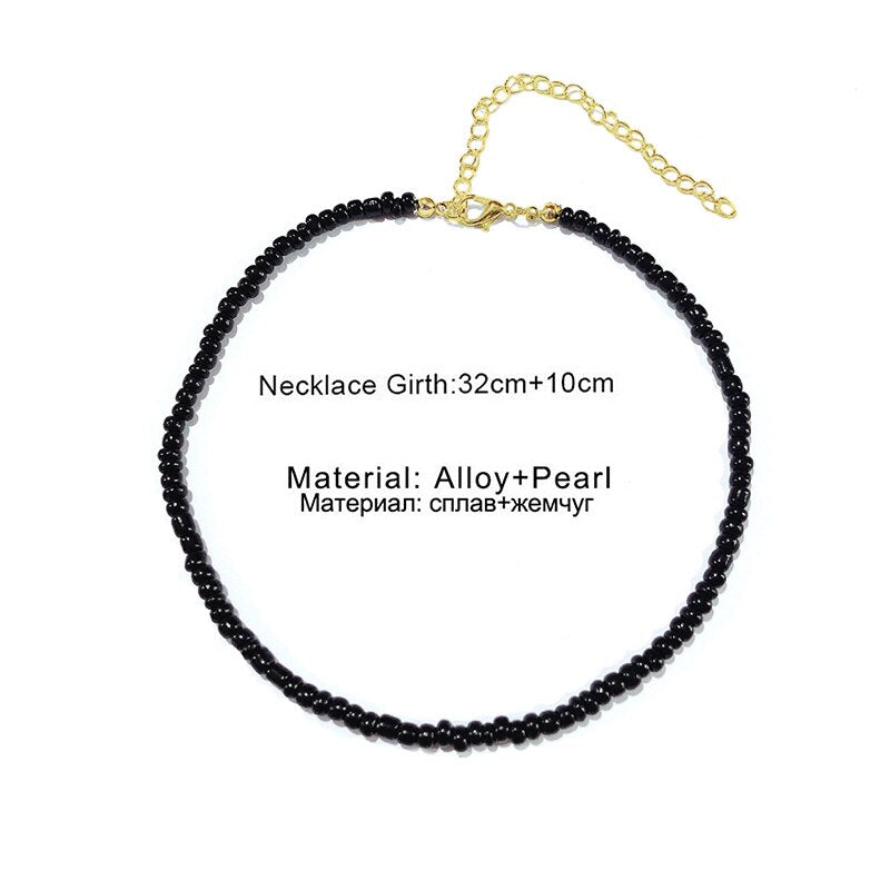 Boho Chic Seed Beads Necklace Women Colorful Neck Chain Bohemian Black Choker Necklaces Jewelry Charms Party Gift 2022