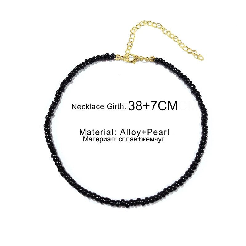 Boho Chic Seed Beads Necklace Women Colorful Neck Chain Bohemian Black Choker Necklaces Jewelry Charms Party Gift 2022