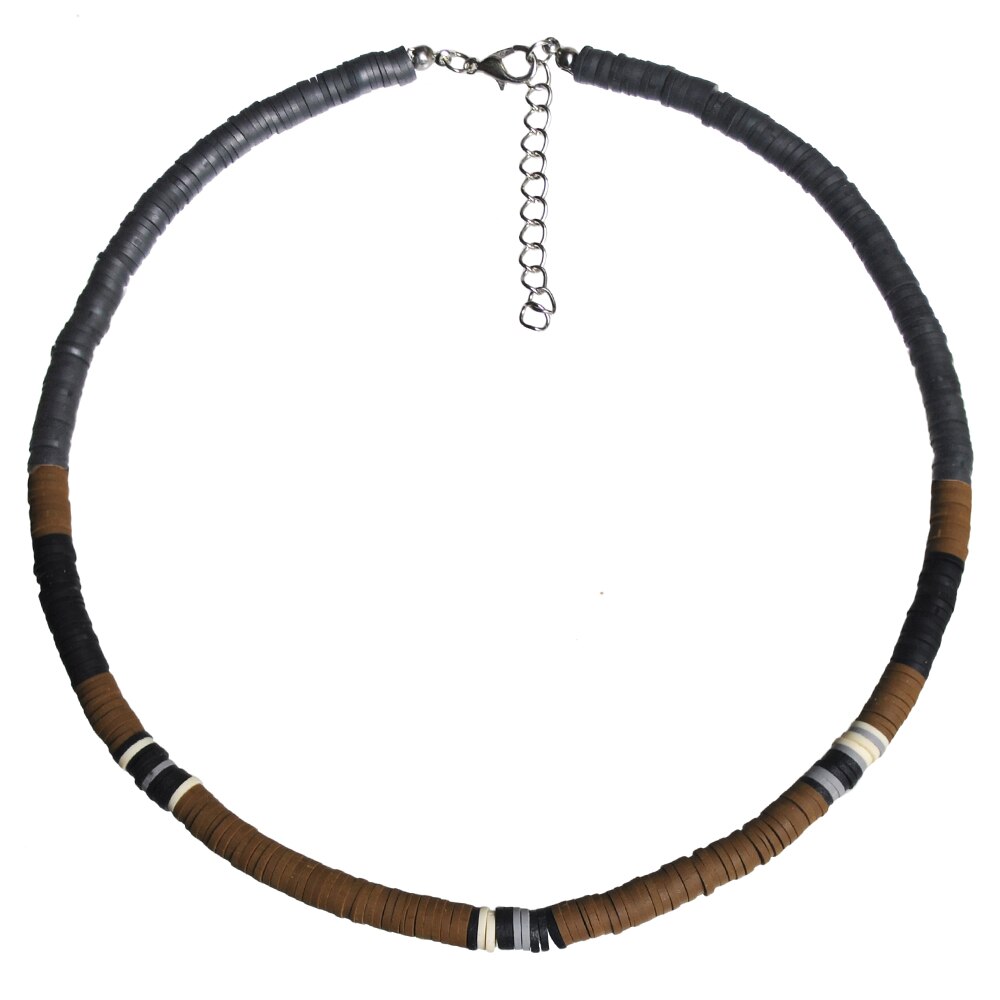 Boho Colorful Clay Necklace 6mm Round Soft Potter Beaded Choker Women Beach Party Jewelry Couple Vacation Gifts