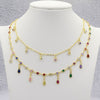 Boho Colorful Wter Drop Tassel Layered Gold Necklace rainbow cz Choker Pendant Women Neck Collier