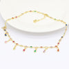 Boho Colorful Wter Drop Tassel Layered Gold Necklace rainbow cz Choker Pendant Women Neck Collier