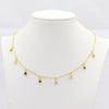 Boho Colorful Wter Drop Tassel Layered Gold Necklace rainbow cz Choker Pendant Women Neck Collier