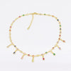 Boho Colorful Wter Drop Tassel Layered Gold Necklace rainbow cz Choker Pendant Women Neck Collier