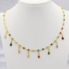 Boho Colorful Wter Drop Tassel Layered Gold Necklace rainbow cz Choker Pendant Women Neck Collier