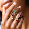 Boho Cubic Zirconia Rings For Women Zircon Stainless Steel Gold Color Ring Aesthetic Jewelry Wedding Band Couple Gift anillos