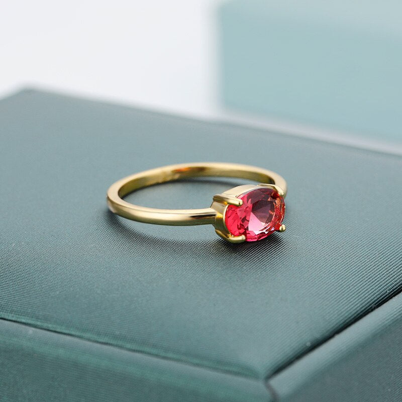 Boho Cubic Zirconia Rings For Women Zircon Stainless Steel Gold Color Ring Aesthetic Jewelry Wedding Band Couple Gift anillos