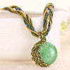 Boho Ethnic Jewelry choker Handmade Pendant Necklace Natural Stone Bead Peacock statement Maxi Necklace For Women Girls Gifts