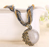 Boho Ethnic Jewelry choker Handmade Pendant Necklace Natural Stone Bead Peacock statement Maxi Necklace For Women Girls Gifts