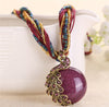 Boho Ethnic Jewelry choker Handmade Pendant Necklace Natural Stone Bead Peacock statement Maxi Necklace For Women Girls Gifts