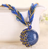 Boho Ethnic Jewelry choker Handmade Pendant Necklace Natural Stone Bead Peacock statement Maxi Necklace For Women Girls Gifts