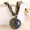 Boho Ethnic Jewelry choker Handmade Pendant Necklace Natural Stone Bead Peacock statement Maxi Necklace For Women Girls Gifts