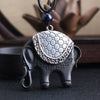 Boho Ethnic Necklace Elephant Pendant Ebony Wooden Necklace Black Long Rope Chain Sweater Chain Jewelry for Women Accessories