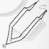 Boho Evil Bllue Eye Necklace for Women Black Crystal Beads Eye Collar Doubl Necklace Pendant Long Chain Couple Necklace Punk