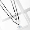 Boho Evil Bllue Eye Necklace for Women Black Crystal Beads Eye Collar Doubl Necklace Pendant Long Chain Couple Necklace Punk