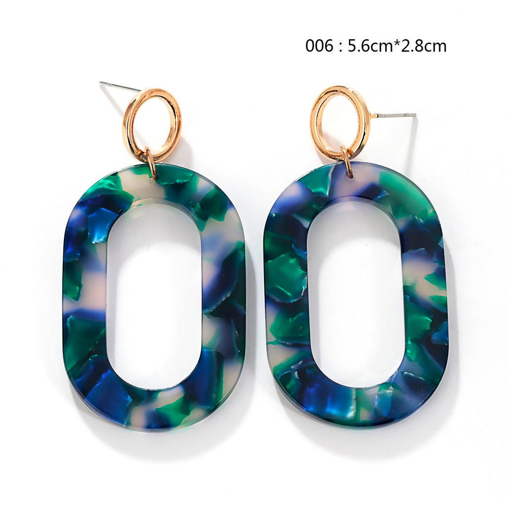 Boho Fashion Big Earings Large Color Block Leopard-print Tortoiseshell Earrings Geometric Oval New Women Stud Earrings Jewelry