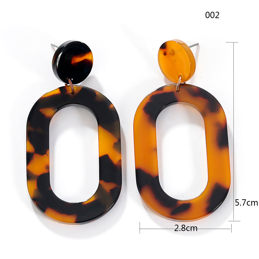 Boho Fashion Big Earings Large Color Block Leopard-print Tortoiseshell Earrings Geometric Oval New Women Stud Earrings Jewelry